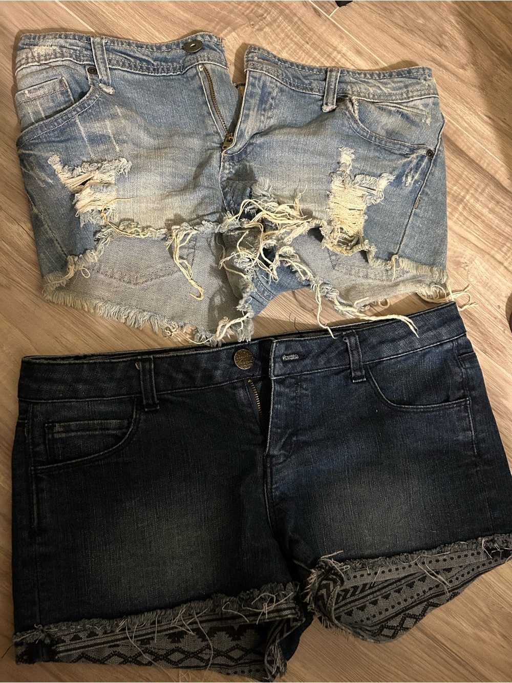 Light Blue and Dark Blue Women’s Denim Shorts